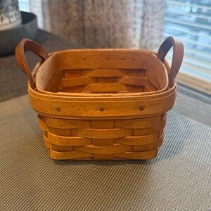 Longaberger Mini Basket w/ Leather Handles – Signed 1994, Handwoven USA, 5”